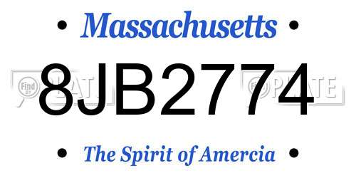 8JB2774 Massachusetts License Plate