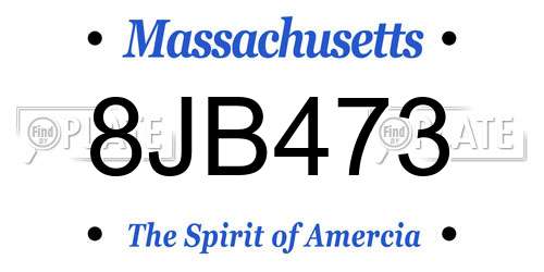 8JB473 Massachusetts License Plate
