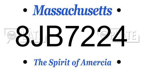 8JB7224 Massachusetts License Plate