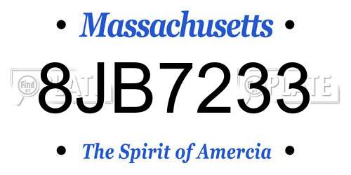 8JB7233 Massachusetts License Plate