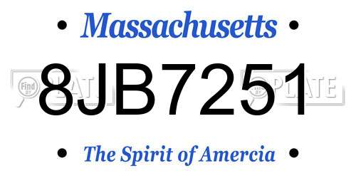 8JB7251 Massachusetts License Plate