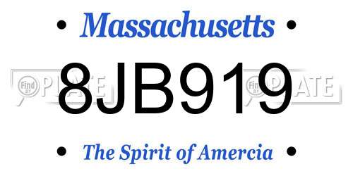8JB919 Massachusetts License Plate