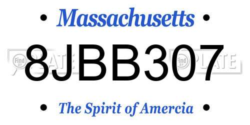 8JBB307 Massachusetts License Plate