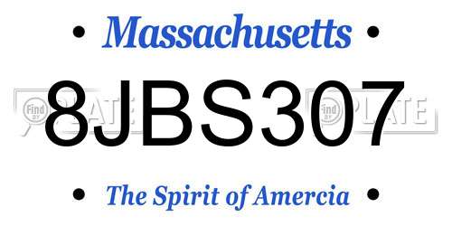 8JBS307 Massachusetts License Plate