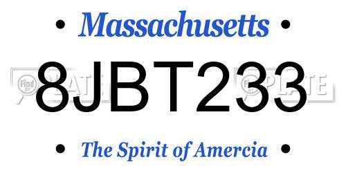8JBT233 Massachusetts License Plate