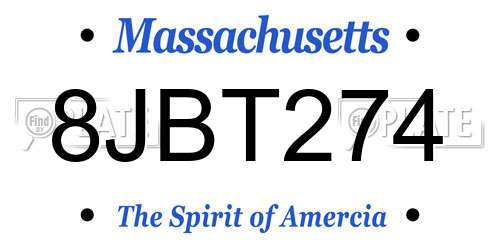 8JBT274 Massachusetts License Plate
