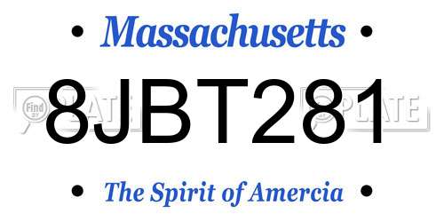 8JBT281 Massachusetts License Plate