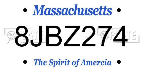 8JBZ274 Massachusetts License Plate