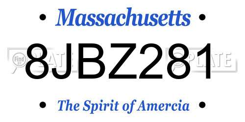 8JBZ281 Massachusetts License Plate
