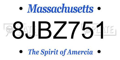 8JBZ751 Massachusetts License Plate