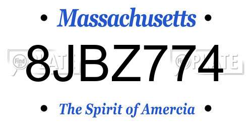 8JBZ774 Massachusetts License Plate
