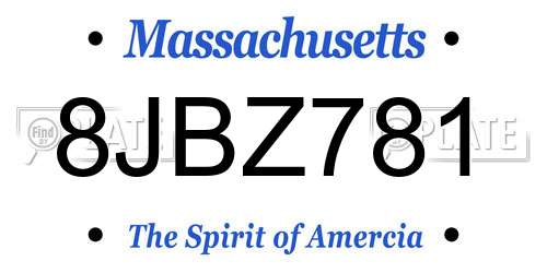 8JBZ781 Massachusetts License Plate