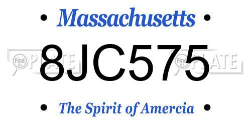 8JC575 Massachusetts License Plate
