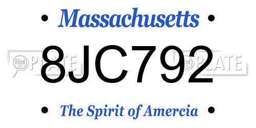 8JC792 Massachusetts License Plate