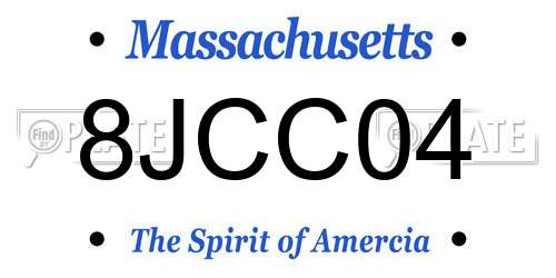 8JCC04 Massachusetts License Plate