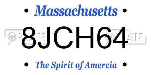 8JCH64 Massachusetts License Plate