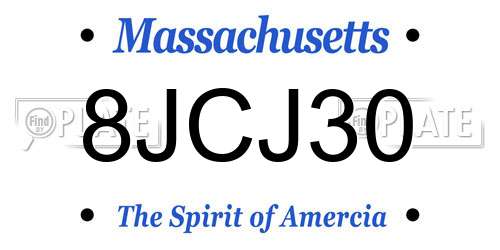 8JCJ30 Massachusetts License Plate