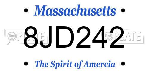 8JD242 Massachusetts License Plate