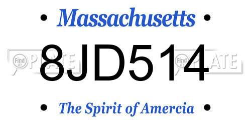8JD514 Massachusetts License Plate