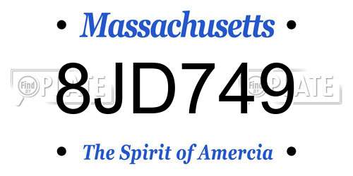 8JD749 Massachusetts License Plate