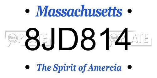 8JD814 Massachusetts License Plate