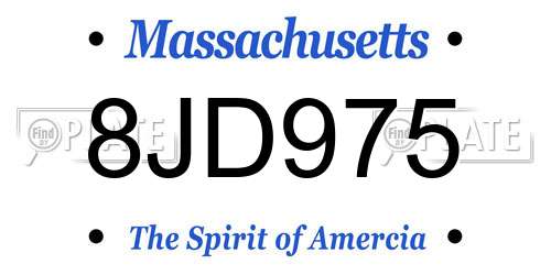 8JD975 Massachusetts License Plate