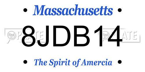 8JDB14 Massachusetts License Plate