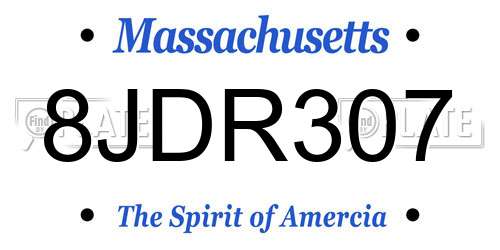 8JDR307 Massachusetts License Plate