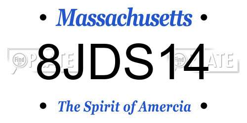 8JDS14 Massachusetts License Plate
