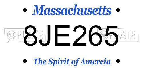 8JE265 Massachusetts License Plate