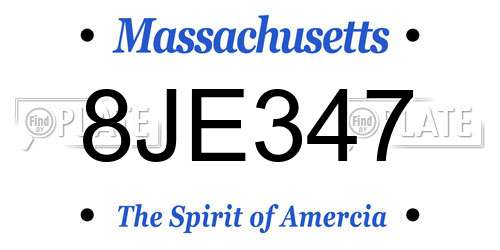 8JE347 Massachusetts License Plate