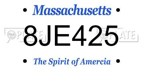 8JE425 Massachusetts License Plate