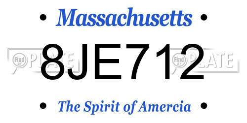 8JE712 Massachusetts License Plate