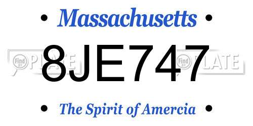 8JE747 Massachusetts License Plate