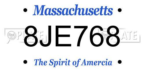 8JE768 Massachusetts License Plate