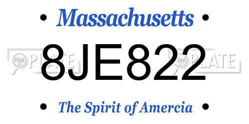 8JE822 Massachusetts License Plate