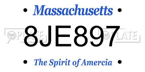 8JE897 Massachusetts License Plate
