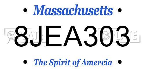 8JEA303 Massachusetts License Plate
