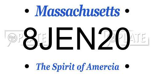 8JEN20 Massachusetts License Plate