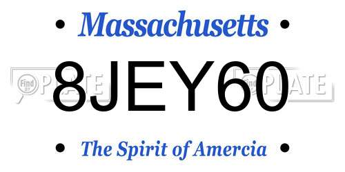 8JEY60 Massachusetts License Plate