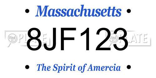 8JF123 Massachusetts License Plate