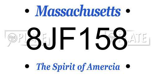 8JF158 Massachusetts License Plate