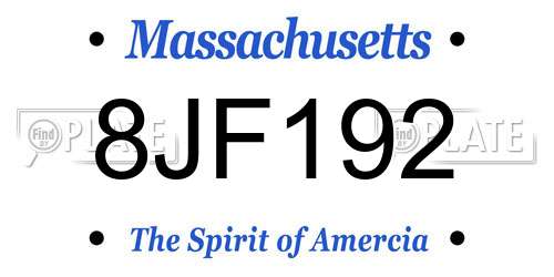 8JF192 Massachusetts License Plate