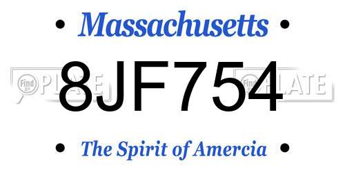 8JF754 Massachusetts License Plate
