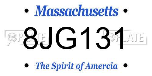 8JG131 Massachusetts License Plate