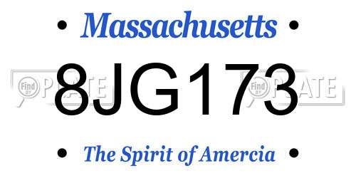 8JG173 Massachusetts License Plate