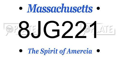 8JG221 Massachusetts License Plate