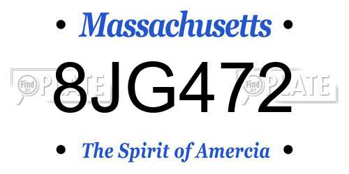8JG472 Massachusetts License Plate