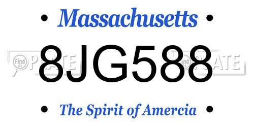 8JG588 Massachusetts License Plate