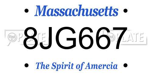 8JG667 Massachusetts License Plate